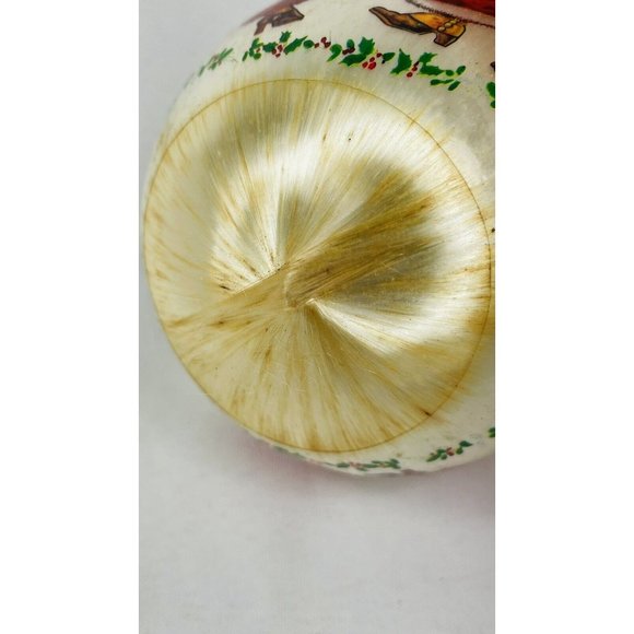 Vintage Stained White Silk Ball Christmas Tree Ornament Ives, Friend, Claus 3.5” - Picture 5 of 15